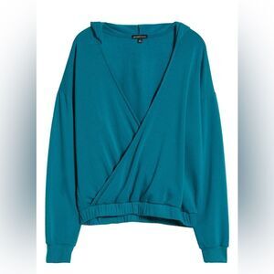 NWT- BEYOND YOGA- Cross Your Heart Hoodie in green/teal- Size Large